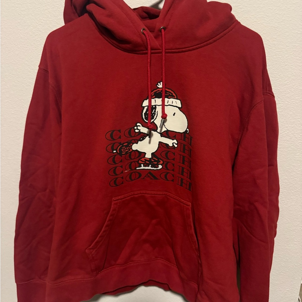 Coach Red Snoopy Pullover Hoodie Sweatshirt